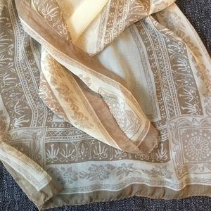Pierre Balmain silk scarf in cream and tan
